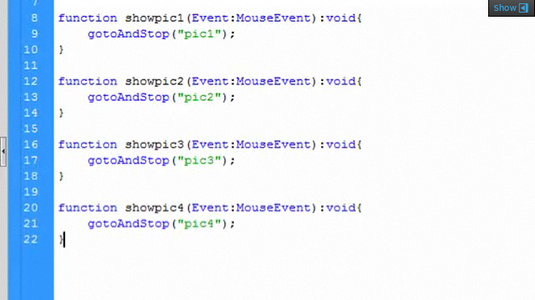 make presentation with flash Write the Functions