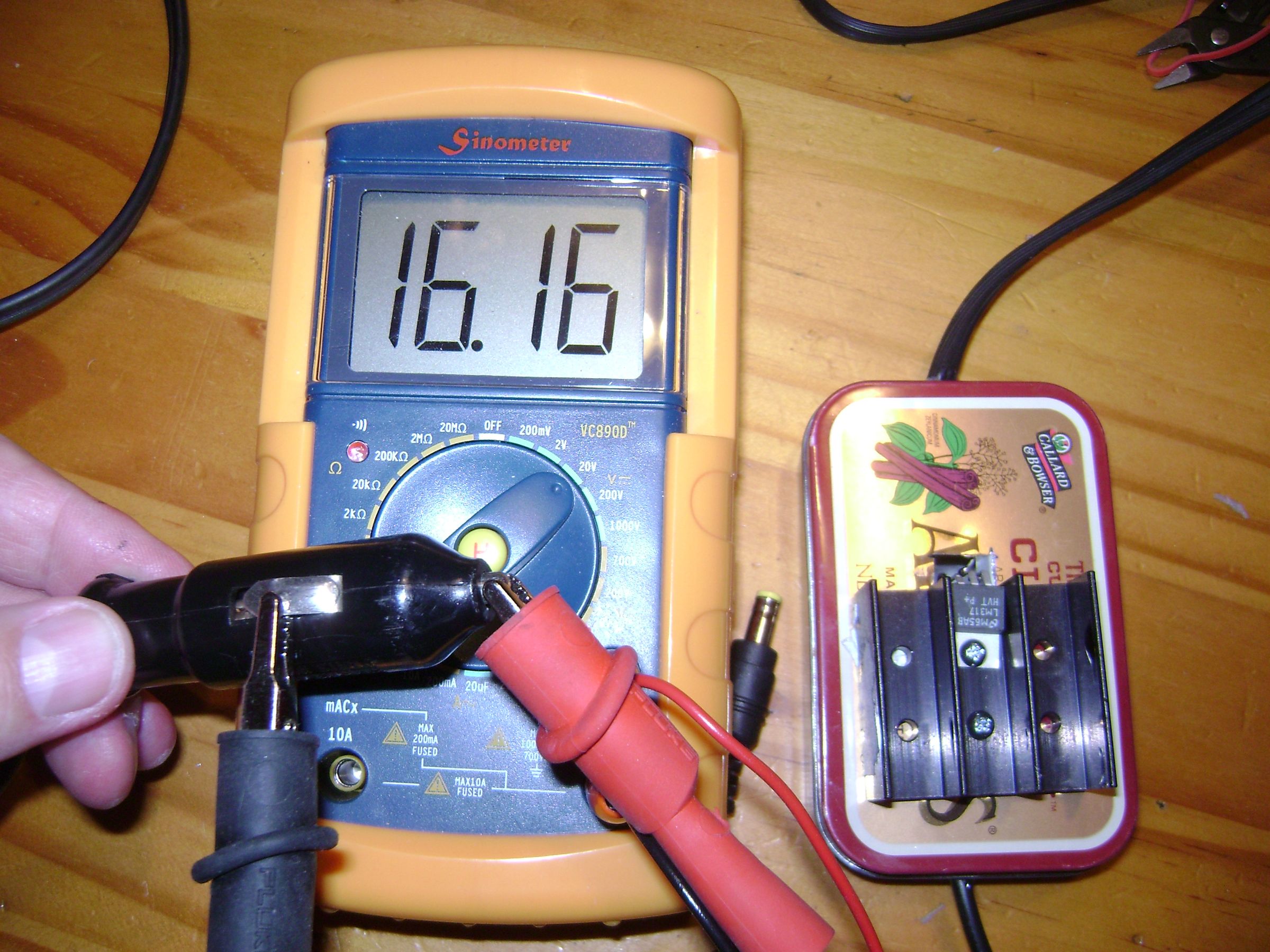 Car Battery Charger from Spare Parts in Mint Tin