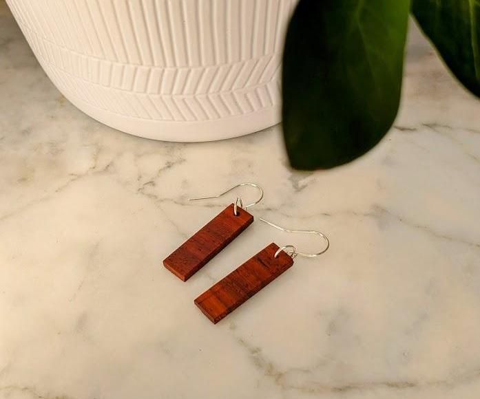 Paduak Wood Earrings Using Reclaimed Wood