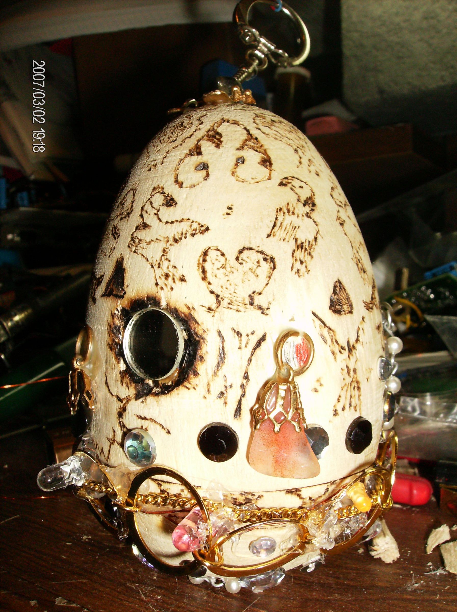 An Egg: Over Cooked, Overdecorated, Over-electrified....A Key Fob !