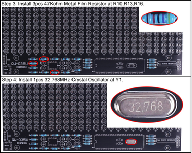 Install 47Kohm Metal Film Resistor and 32.768MHz Crystal Oscillator