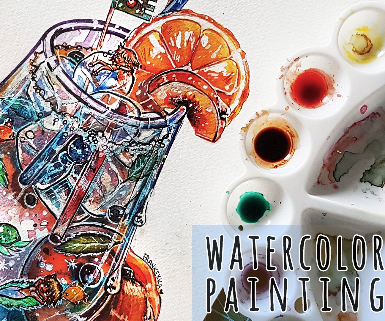 Fruit and Soda Watercolor Painting