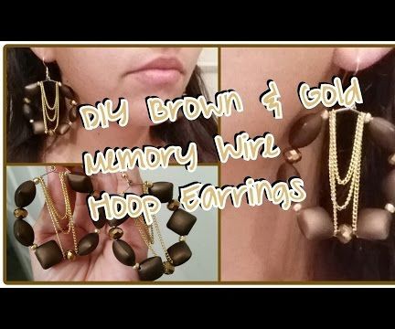 DIY Brown & Gold Memory Wire Hoop Earrings