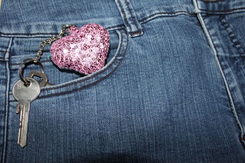 Hand Made Shiny Heart Key Tag for Any Pockets.