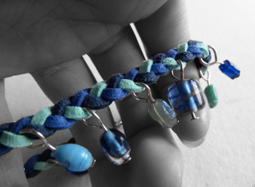 Beady Blue Braided Bracelet