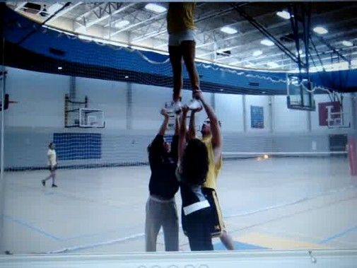 Cheerleading Stunt-back Hand Spring Into Extension