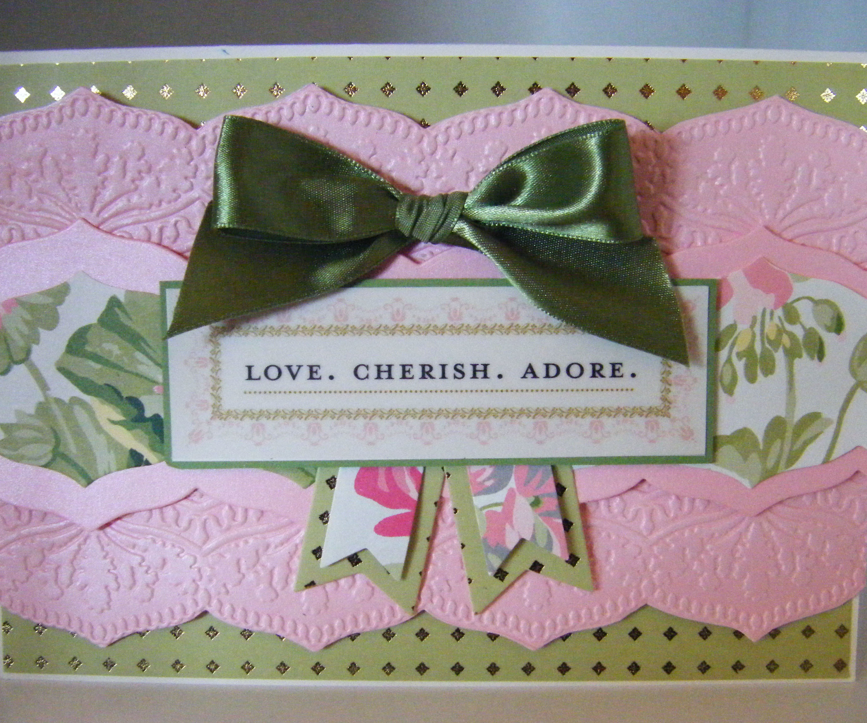 How to make Pink Beautiful Trimming Embossed Card