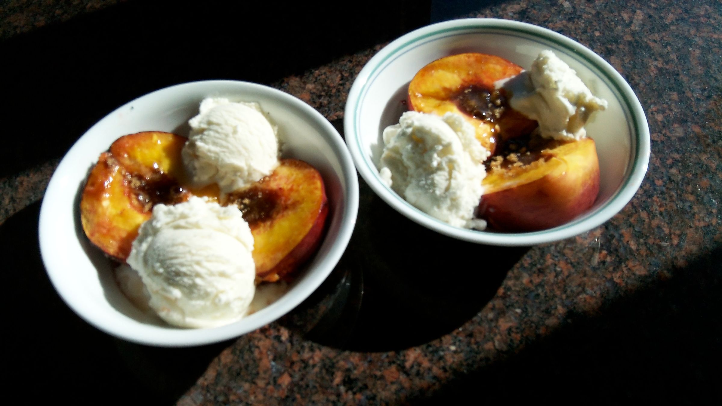 Grilled Peaches and  Ice Cream