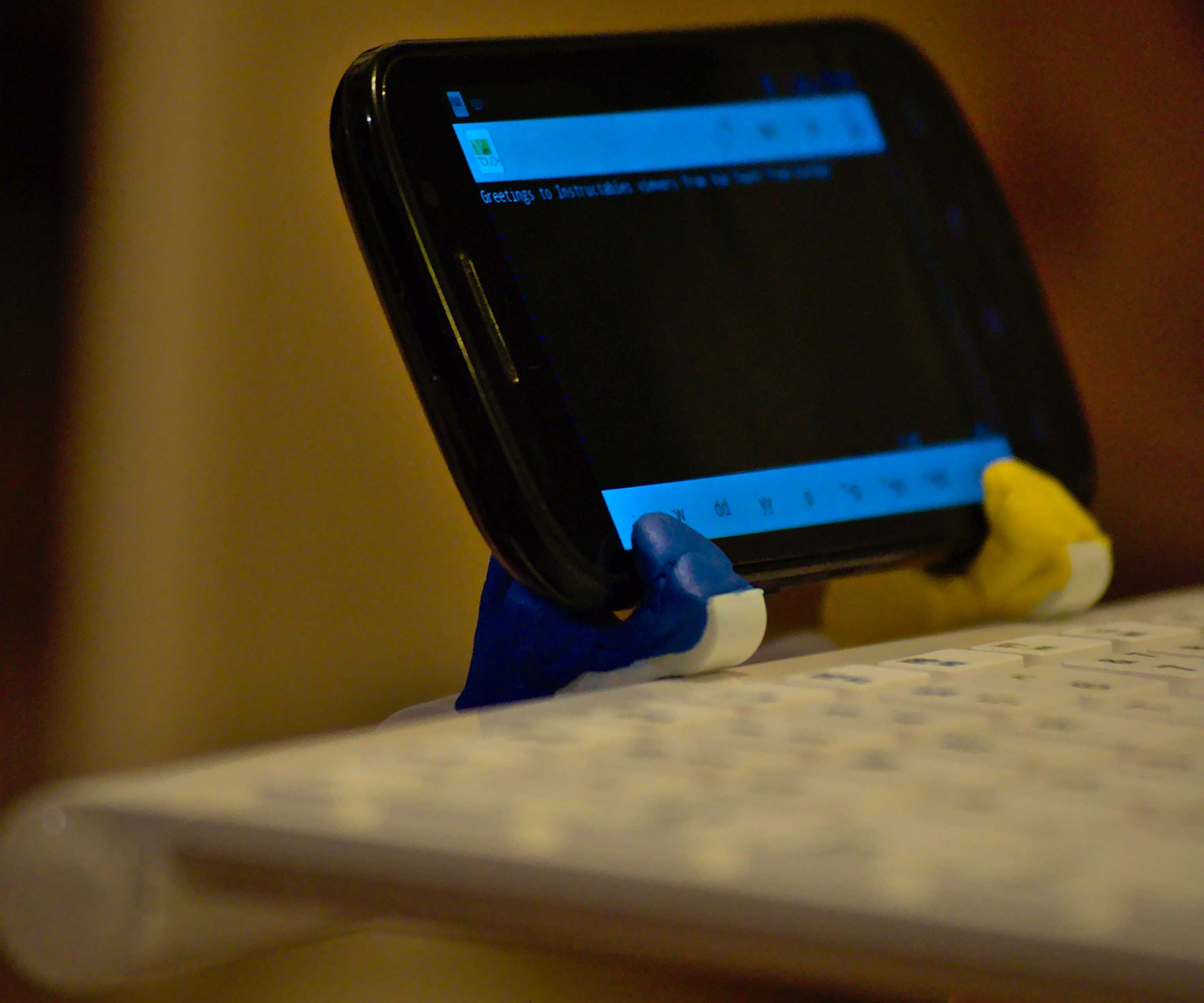 Smartphone Holder for Portable Bluetooth Keyboard With Sugru