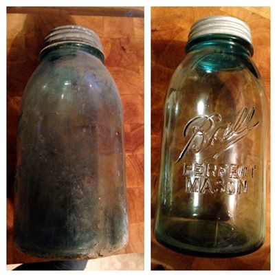 Cleaning Antique Glass Jars (Mason Jars)