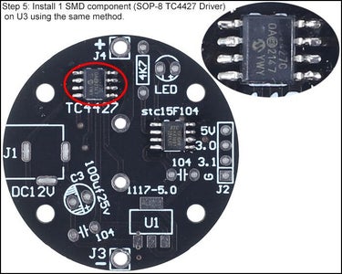 Install 1 SMD Component (SOP-8 TC4427 Driver) on U3 Using the Same Method