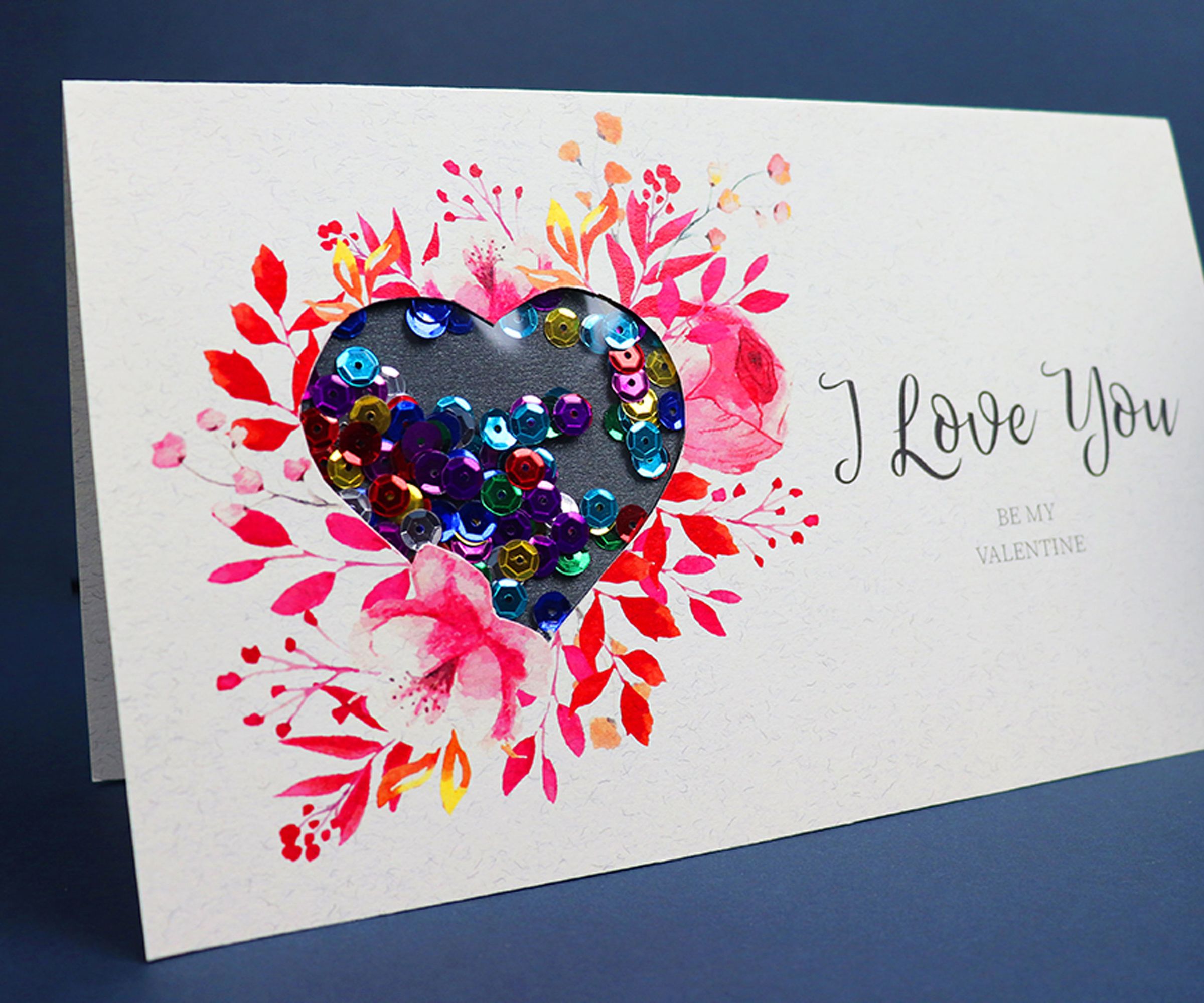 Sequins Shaker Valentine’s Day Card