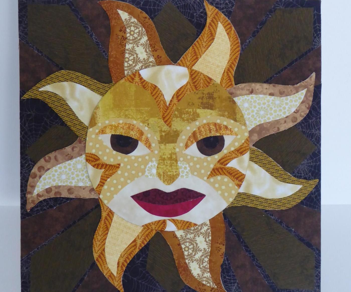 No-Sew Fabric Applique Raised Wall Art Inspired by Inca Sun God