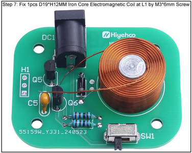 Fix 1pcs D19*H12MM Iron Core Electromagnetic Coil at L1 by M3*6mm Screw