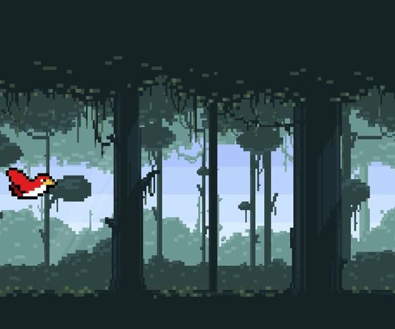 Moving Pixel Art Bird Background