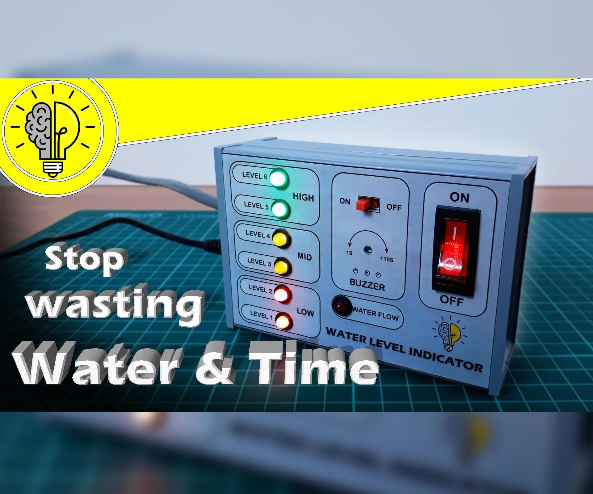Water Level Indicator with temporary alarm & water flow sensor
