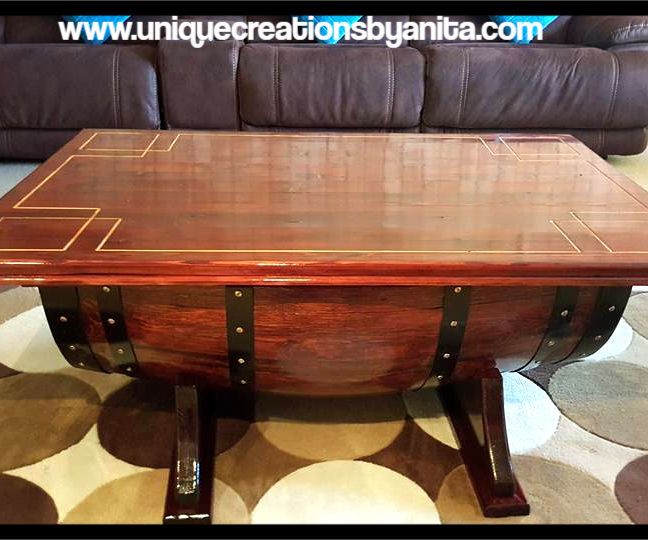 Wine Barrel Table Greek Key Design