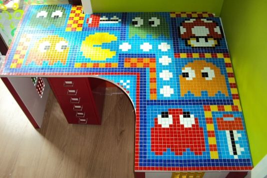 Pacman Tile Mosaic Desk