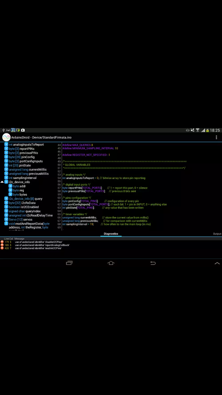 Type in Your Code on the ArduinoDroid App:-