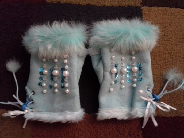 Fur Gloves Modified With Embellishements