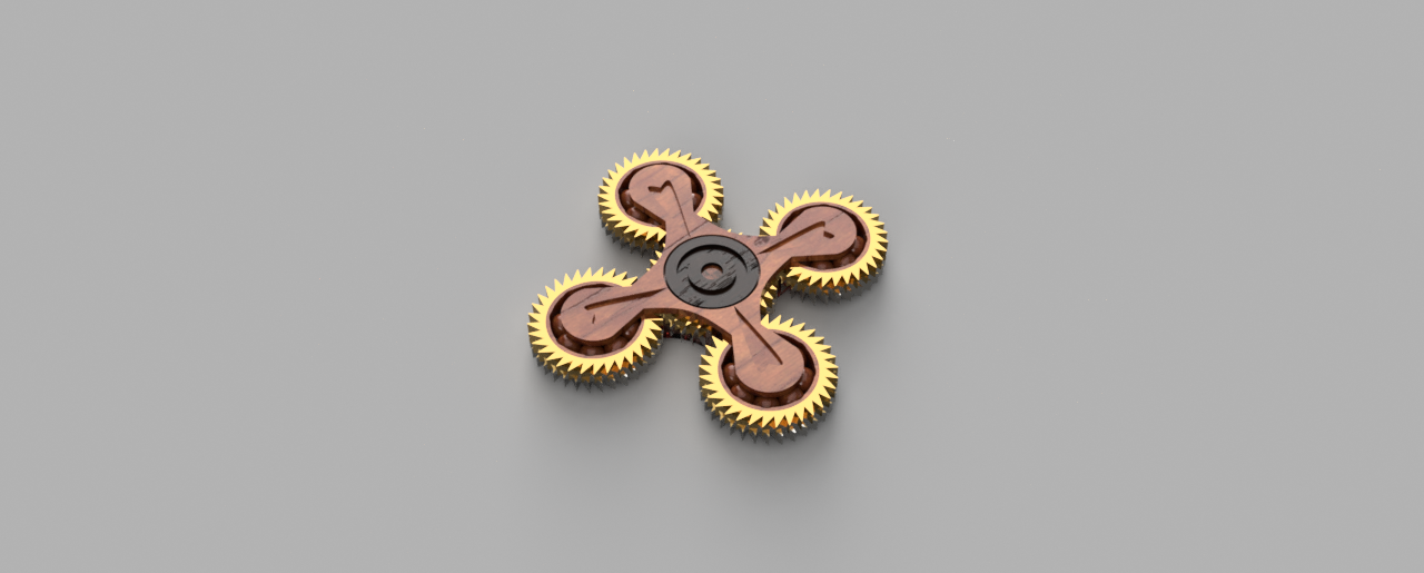 Wooden 4-sided Planetary Gear Fidget Spinner