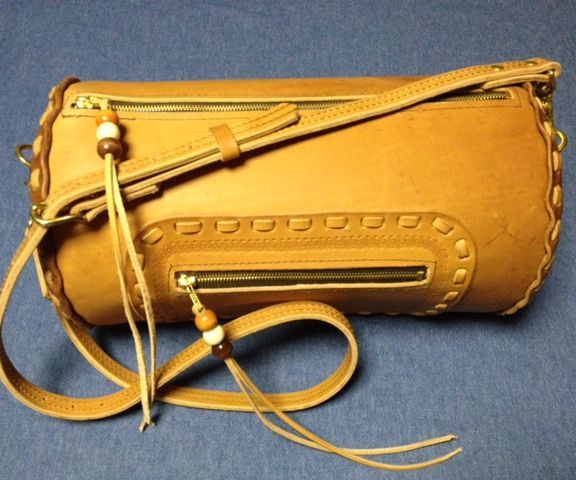 1960s Style Leather Duffel Bag