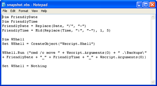 Snapshot.vbs Explained
