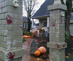 Halloween Cemetery Entry Pillars
