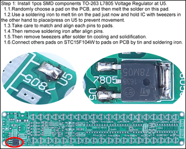 Install 1pcs SMD Components TO-263 L7805 Voltage Regulator at U5