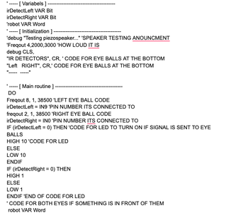 Code's for Robot Movement
