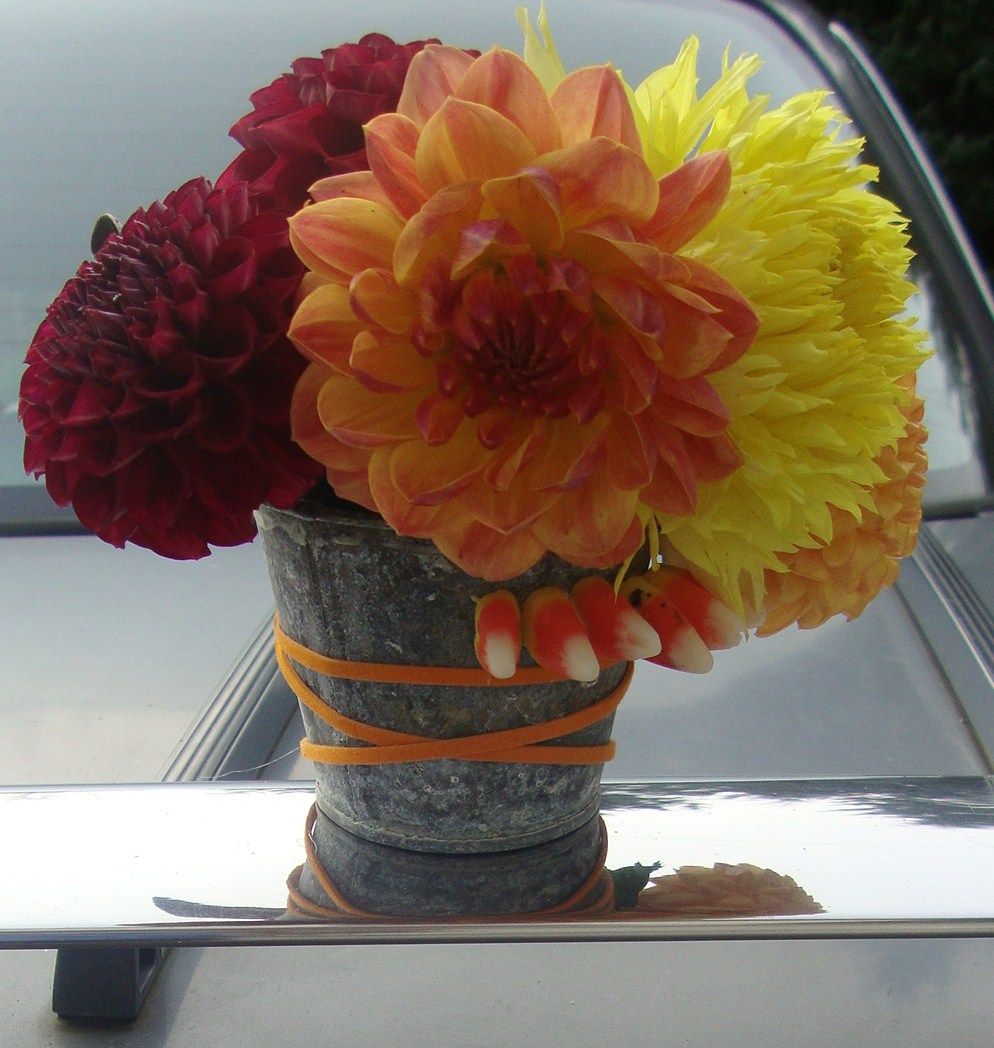 Halloween Flower Candy Corn Decor