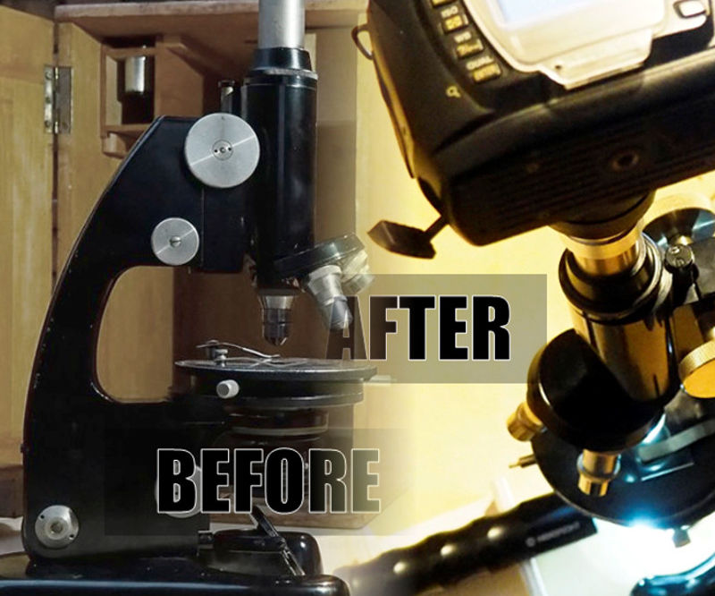 Revive an Old Microscope: Proper Cleaning, New Light Source (with Plywood) and Camera Adapter 
