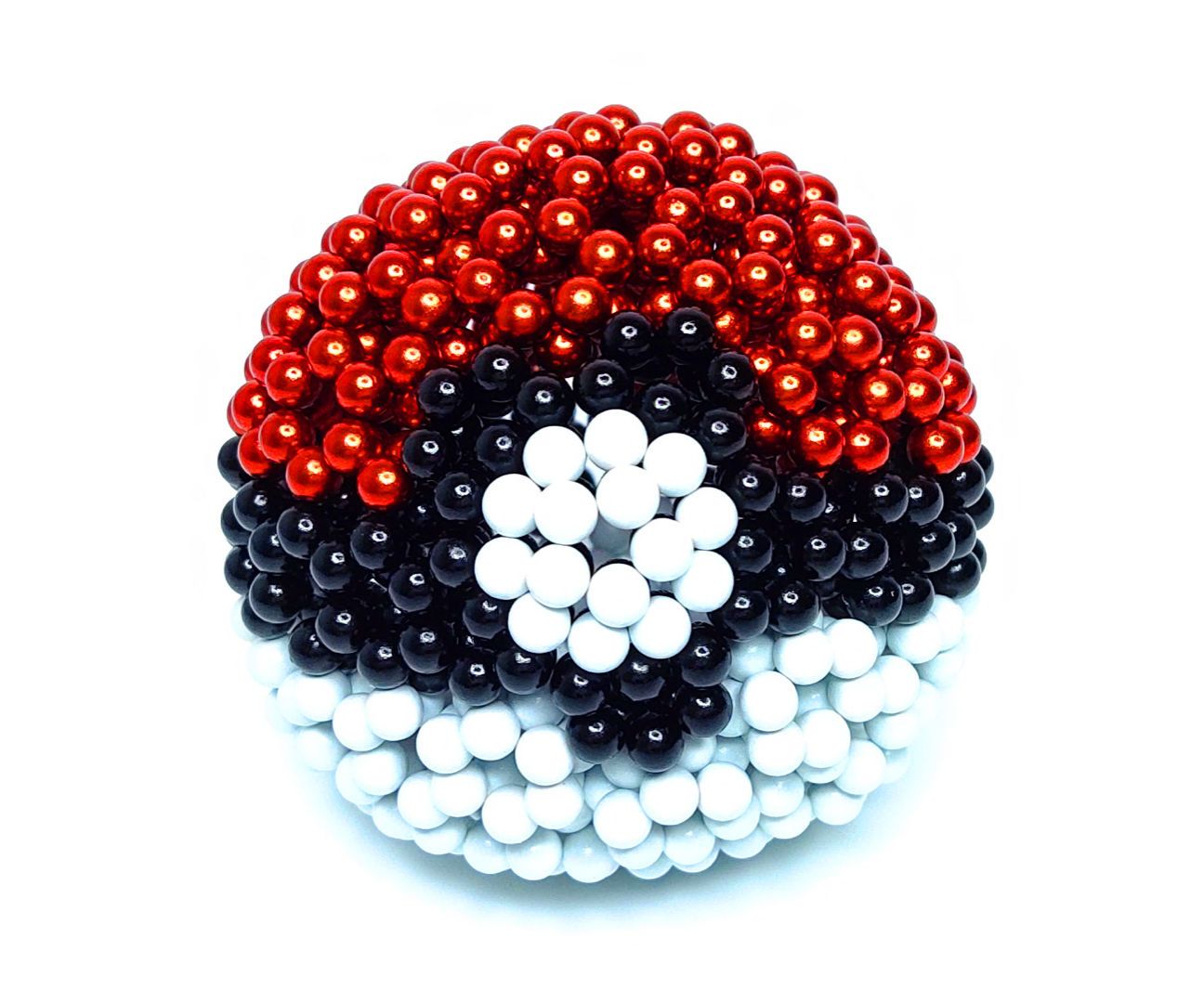 A PokeBall Made From 795pcs 5mm Magnetic Balls