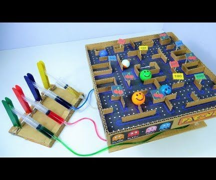 How to Make Hydraulic PacMan From Syringes and Cardboard