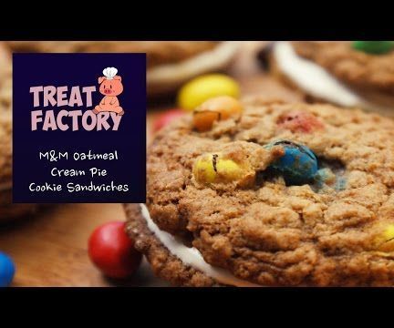 M&M Oatmeal Cream Pie Cookie Sandwiches