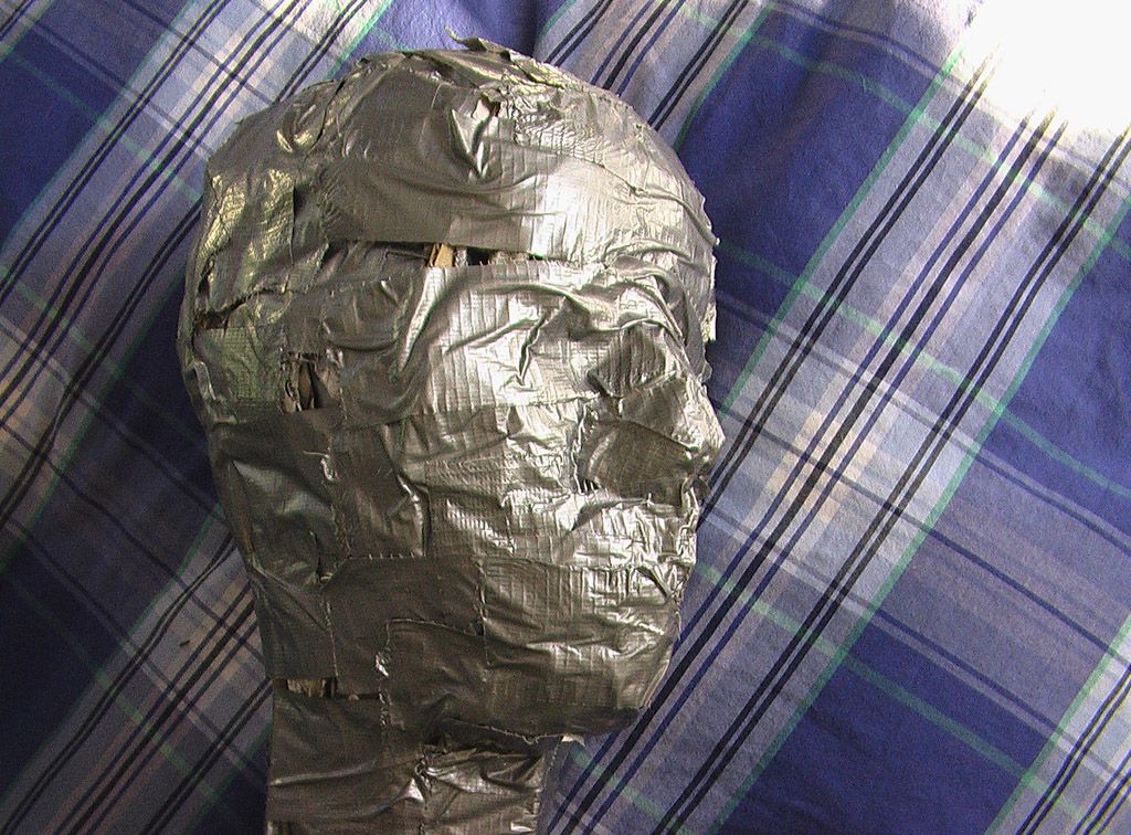 Making a Stunt Dummy Head Out of Cardboard, Duct Tape, and Newspaper