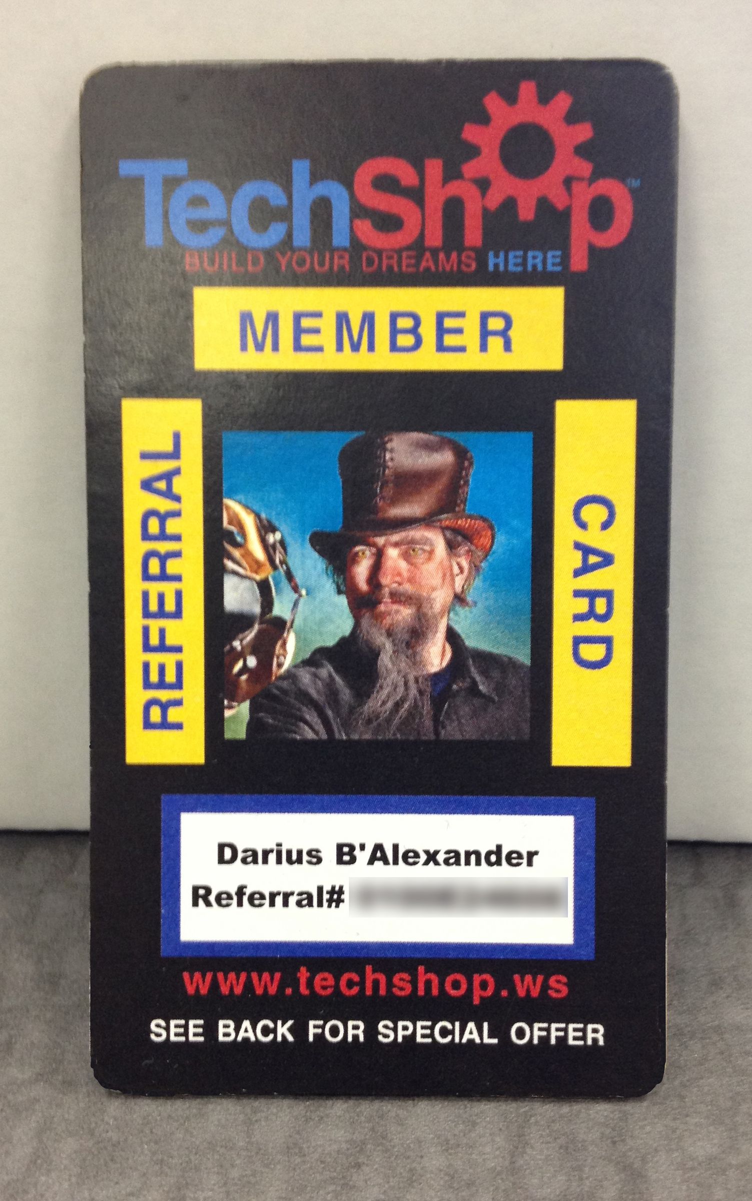 I Made a Member Referral Card at TechShop San Jose