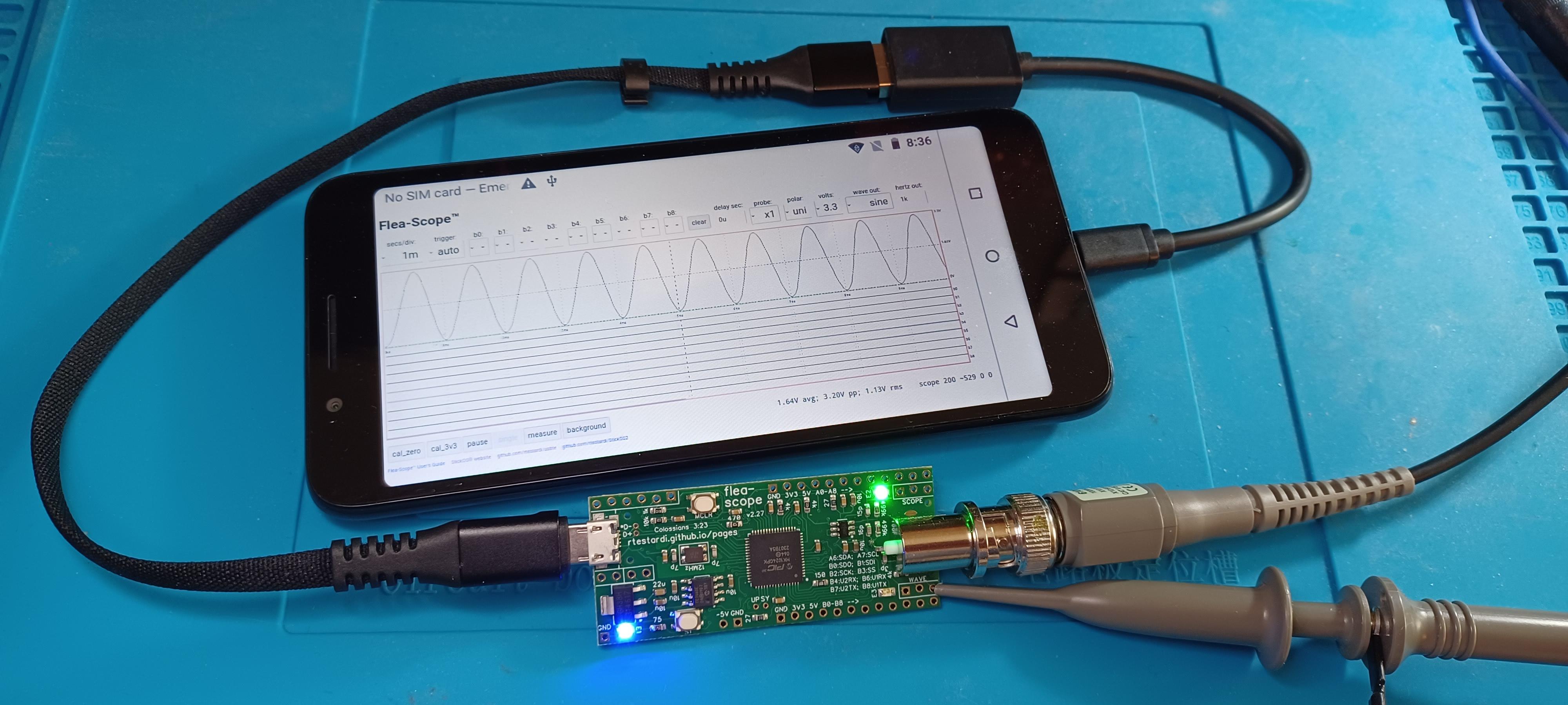 Flea-Scope™ USB Oscilloscope ($18, 18 Msps, WebUSB) : 7