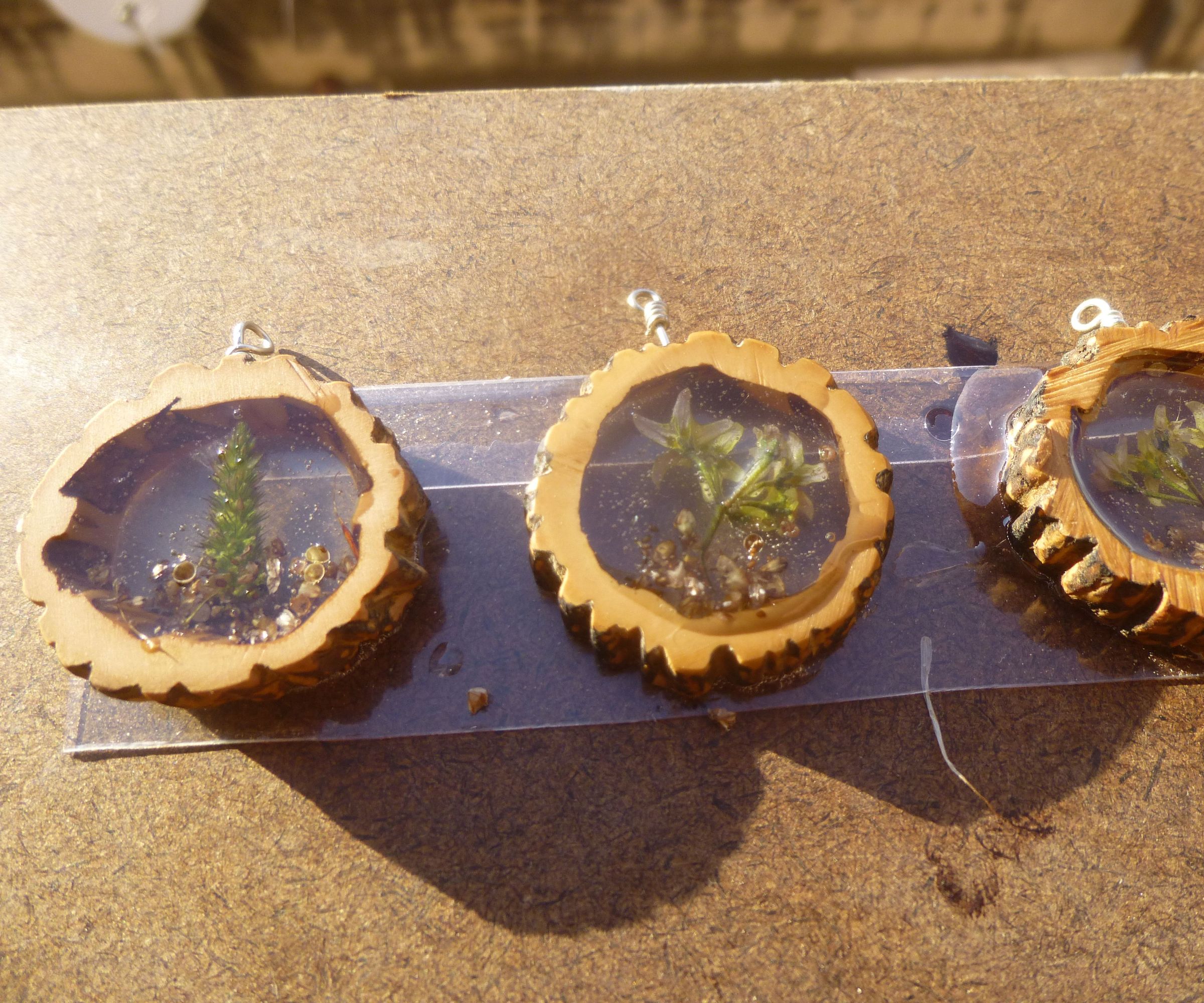 Walnut and Resin Pendants