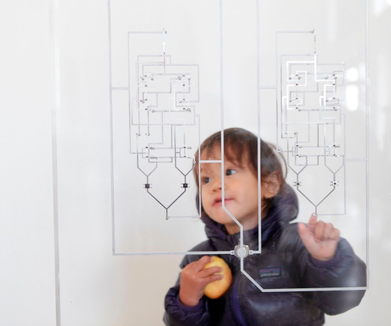 Inlaid Logic : a Giant Circuit Board Inlay Made Out of Waterjet Electronic Traces