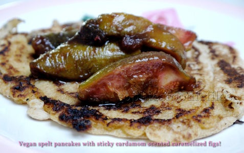 Vegan Spelt Pancakes With Cardamom Scented Sticky Figs!