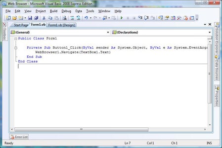 Creating a Program in Visual Basic: Web Browser : 9 Steps - Instructables