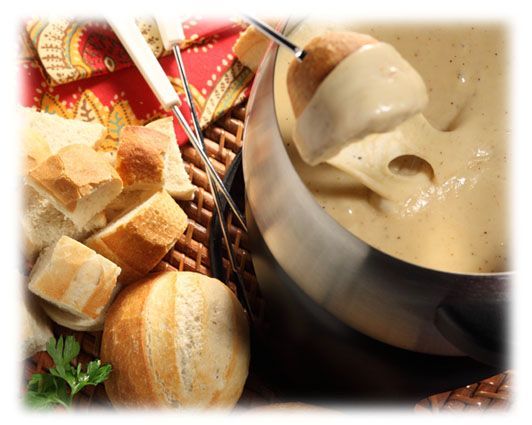 Cheese Fondue With Crusty Rolls
