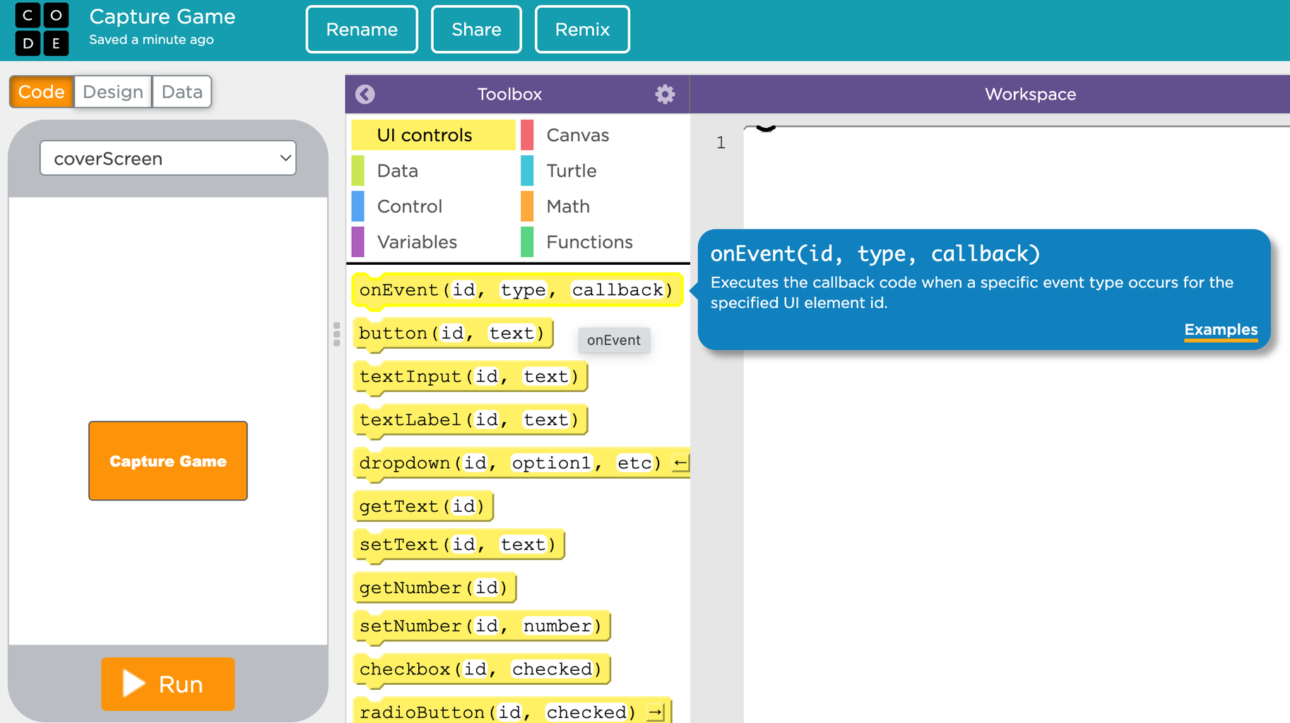 Code.org Block Code Tutorial - Switch From Screens With a Button : 20 ...