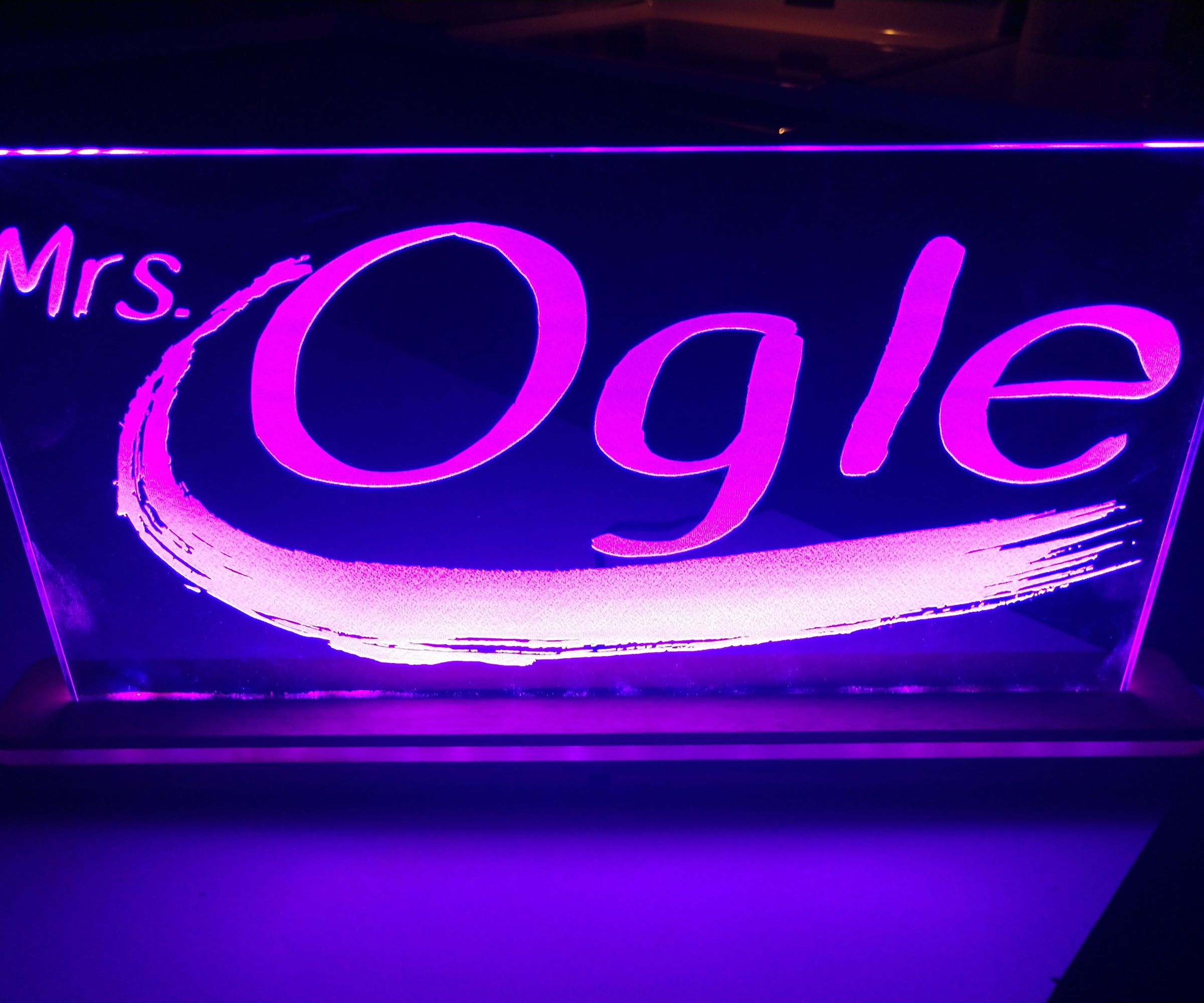 Laser Cut Edge Lit Acrylic With Base