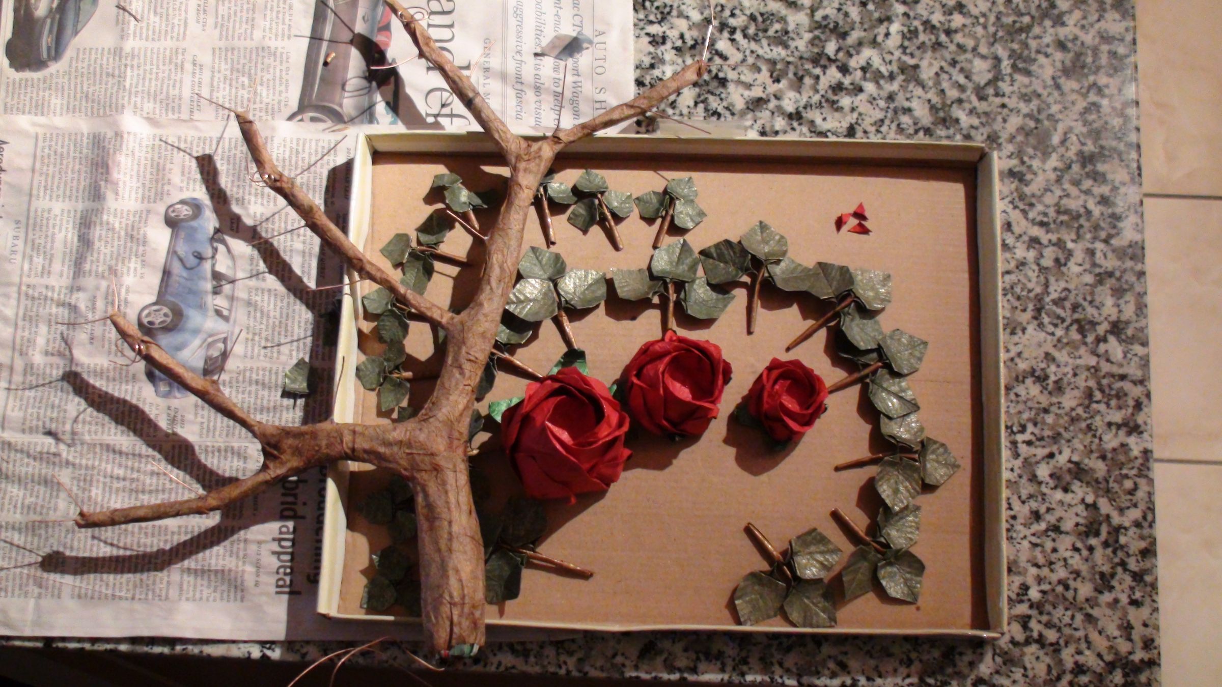 Origami Rose Bush Bonsai 5 - Assembly