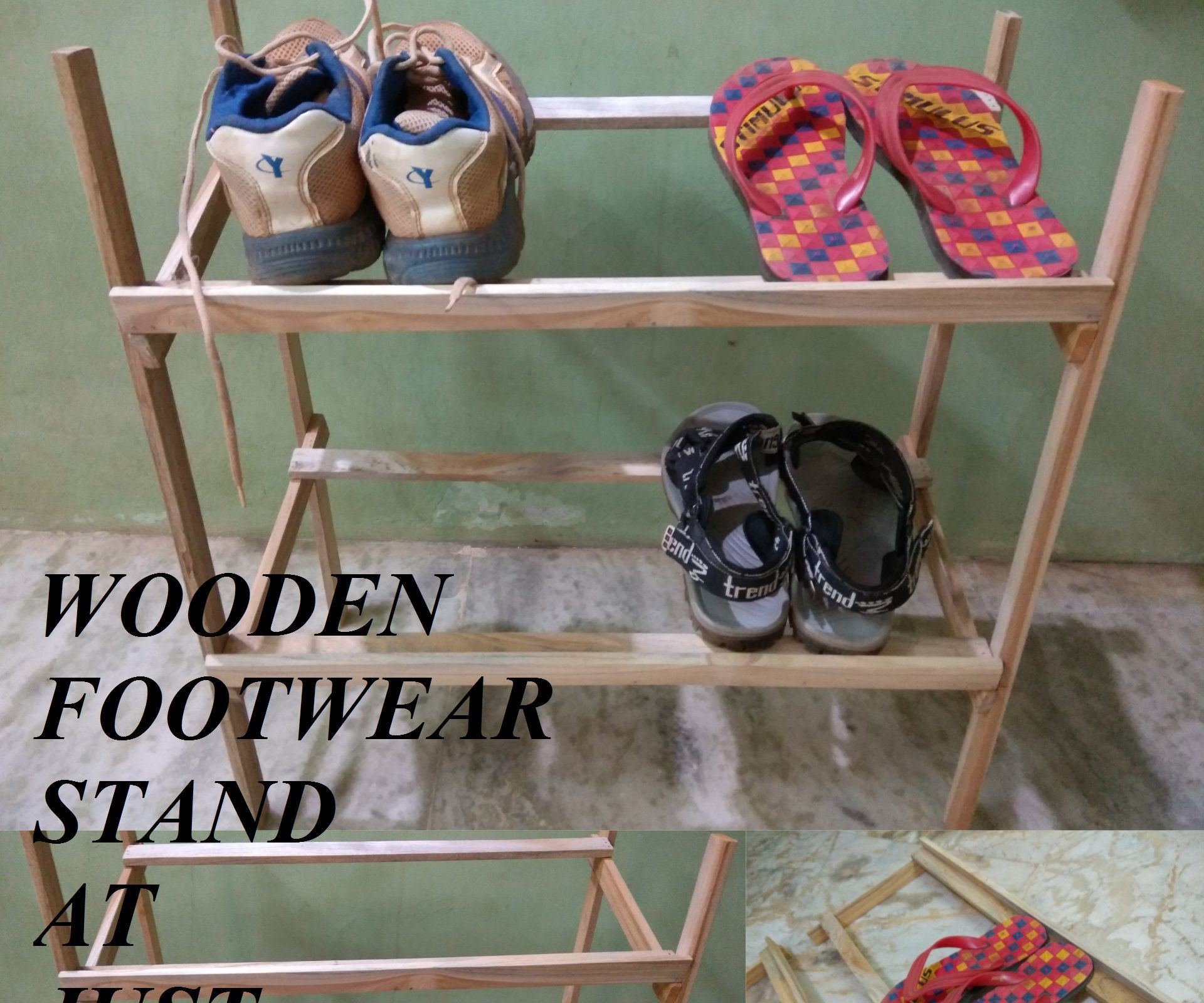 WOODEN  FOOTWEAR STAND AT JUST 60.Rs or 1$