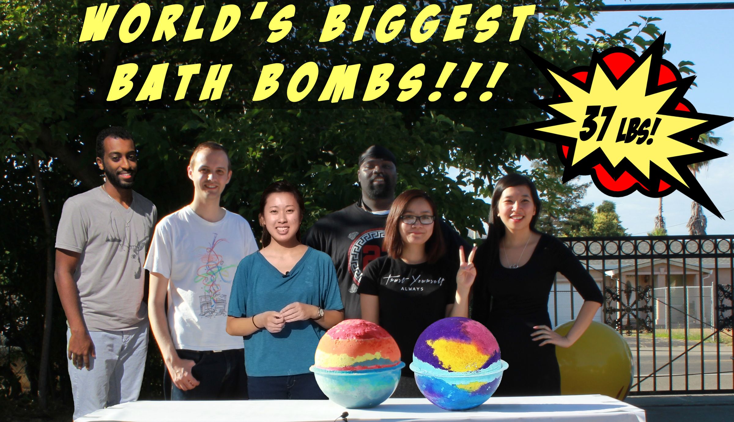 World's Biggest Bath Bombs (Galaxy and Rainbow Colored) 37lbs Each! for Charity 10 Steps