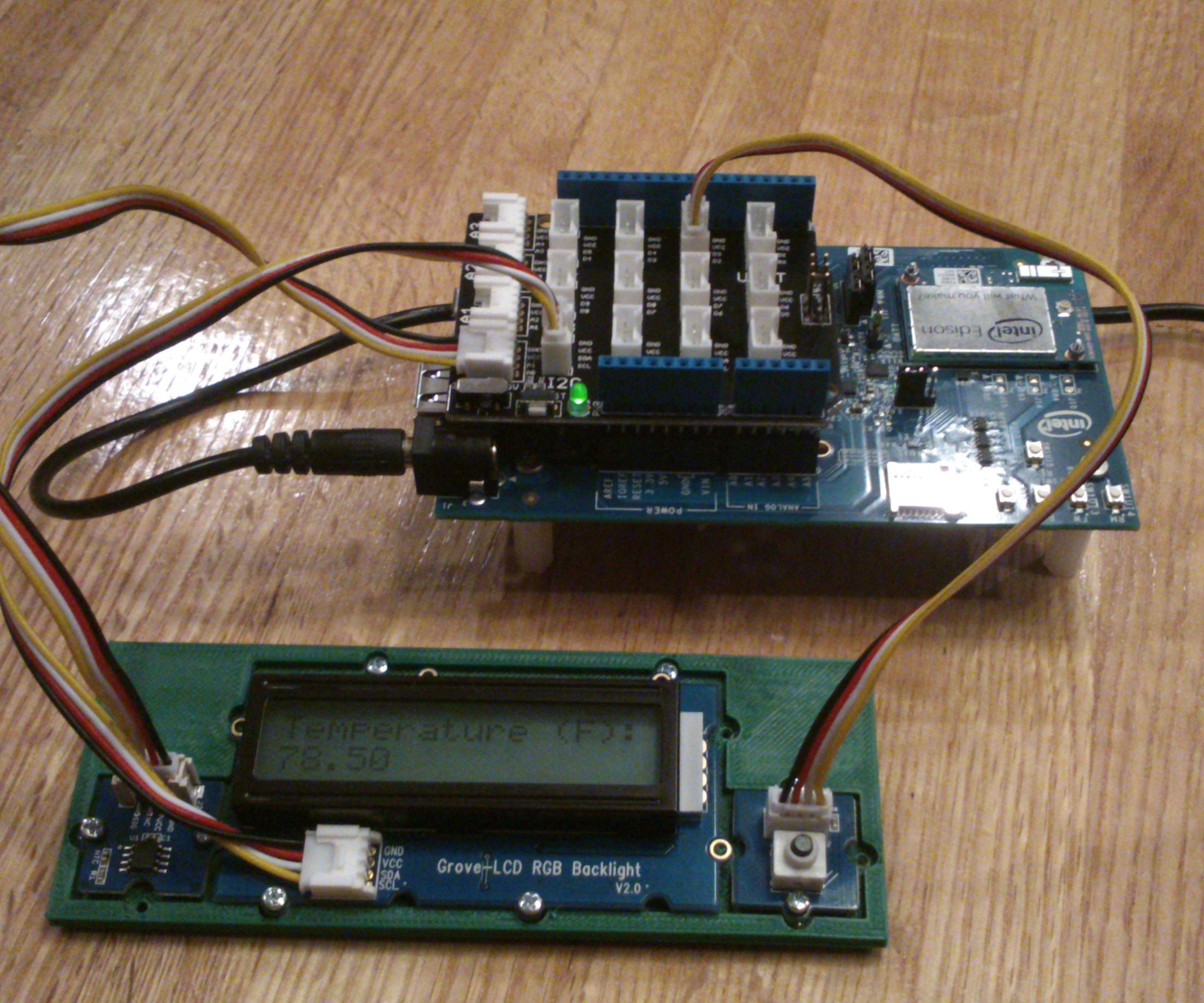 Intel Edison/Arduino Temperature Display With Momentary Backlight