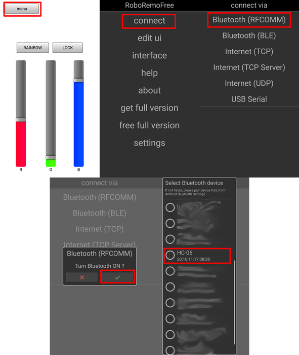 Connect RoboRemo to HC-06
